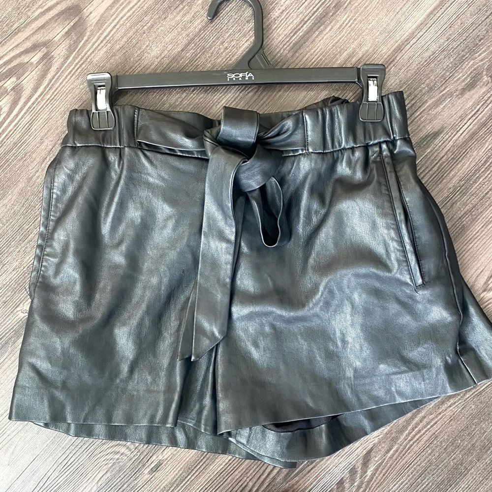 Zara Trafaluc Faux Leather Short with Tie Belt